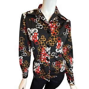 Vintage 70s Mister Robert Black Red Blazer Medium